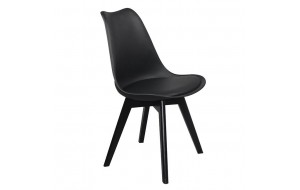 Martin καρέκλα με ξύλινη βάση και κάθισμα pp μαύρο 49x57x82 εκ