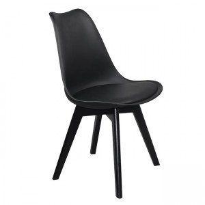 Martin καρέκλα με ξύλινη βάση και κάθισμα pp μαύρο 49x57x82 εκ