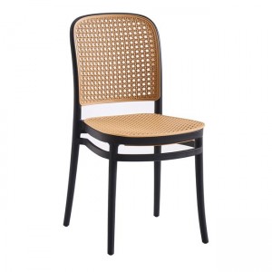 Florence καρέκλα μαύρη pp rattan με μπεζ κάθισμα 41x41x83 εκ