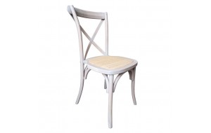 Destiny καρέκλα τραπεζαρίας από ξύλο οξιάς λευκή με κάθισμα ψάθινο 48x52x89 εκ