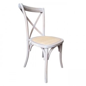 Destiny καρέκλα τραπεζαρίας από ξύλο οξιάς λευκή με κάθισμα ψάθινο 48x52x89 εκ