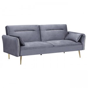 Flick τριθέσιος καναπές κρεβάτι καθιστικού με βελούδινο ύφασμα γκρι 211x87x81 εκ