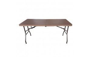 Blow τραπέζι catering πτυσσόμενο HDPE καφέ με μαύρα μεταλλικά πόδια 152x70x74 εκ