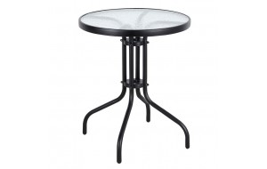 Baleno τραπέζι εξωτερικού χώρου με μεταλλικό σκελετό σε ανθρακί χρώμα και γυάλινη επιφάνεια 70x70 εκ