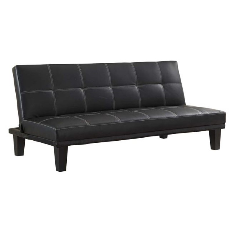 Connect καναπές κρεβάτι σαλονιού δερματίνη μαύρος 180x100x76 εκ