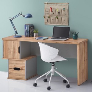 Γραφείο με δύο συρτάρια και ένα ντουλάπι σε καφέ και γκρι χρώμα 150x50x75 εκ