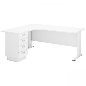 Superior compact γραφείο με αριστερή γωνία σε λευκό χρώμα