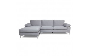 Alex γωνιακός καναπές με γκρι ύφασμα velure 264x132x75 εκ