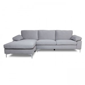 Alex γωνιακός καναπές με γκρι ύφασμα velure 264x132x75 εκ