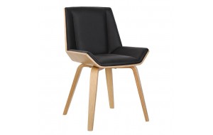 Numan ξύλινη καρέκλα με επένδυση από μαύρη δερματίνη 52x53x80 εκ
