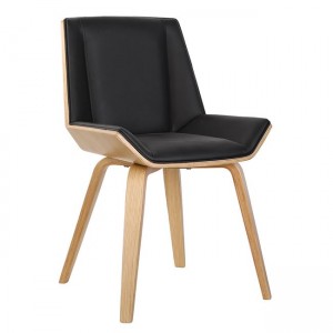 Numan ξύλινη καρέκλα με επένδυση από μαύρη δερματίνη 52x53x80 εκ