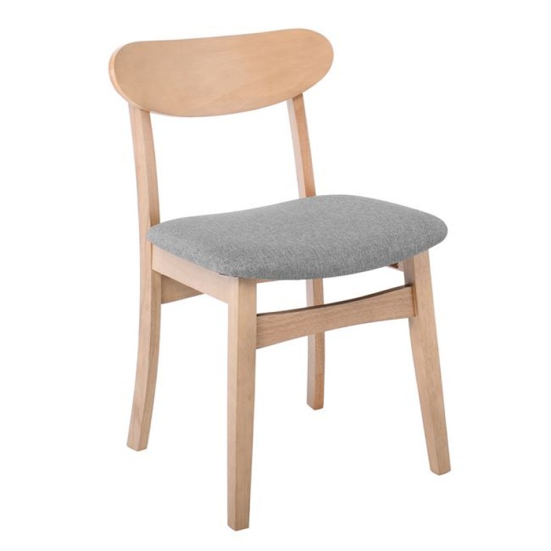 Dom καρέκλα με ξύλινο σκελετό σε φυσικ΄οχρώμα και ύφασμα γκρι 48x51x79 εκ