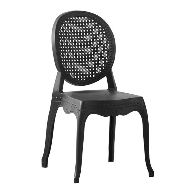 Μαύρο Dynasty καρέκλα στοιβαζόμενη σε μαύρο χρώμα 42x52x88 εκ