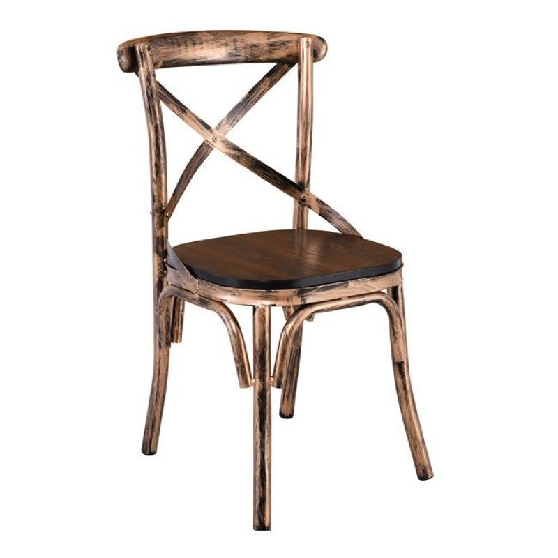Marlin Black Gold μεταλλική καρέκλα με ξύλινο κάθισμα 52x46x91 εκ
