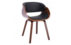 Joy-W ξύλινη καρέκλα με επένδυση από δερματίνη σε μαύρο χρώμα 57x55x80 εκ