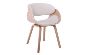 Joy-W ξύλινη καρέκλα με επένδυση από δερματίνη σε λευκό χρώμα 57x55x80 εκ