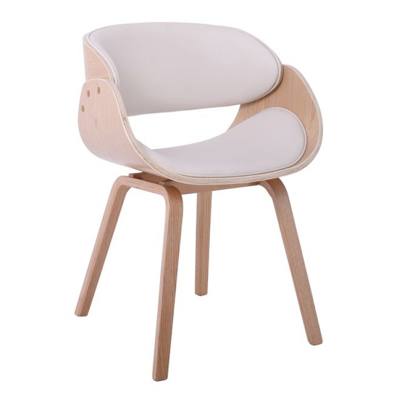 Joy-W ξύλινη καρέκλα με επένδυση από δερματίνη σε λευκό χρώμα 57x55x80 εκ