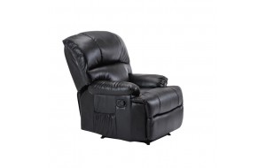 Space πολυθρόνα relax με συνθετικό δέρμα σε μαύρο χρώμα 88x93x102 εκ