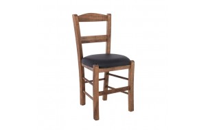 Σύρος καρέκλα από ξύλο οξιάς με μαξιλαράκι από PU σε μαύρο χρώμα 41x45x88 εκ