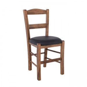 Σύρος καρέκλα από ξύλο οξιάς με μαξιλαράκι από PU σε μαύρο χρώμα 41x45x88 εκ