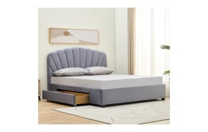Ariel Κρεβάτι Διπλό για Στρώμα 160x200cm  με Συρτάρι  Velure Απόχρωση Γκρι