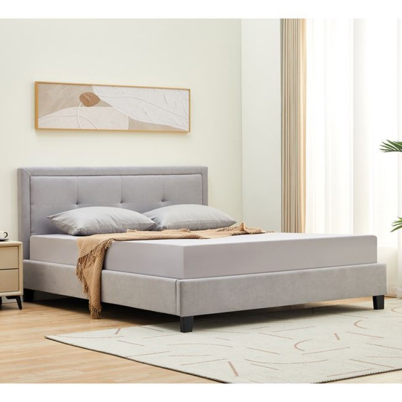 Beco Κρεβάτι Διπλό για Στρώμα 150x200cm  Ύφασμα Ανοιχτό Γκρι
