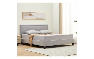 Beco Κρεβάτι Διπλό για Στρώμα 160x200cm  Ύφασμα Ανοιχτό Γκρι