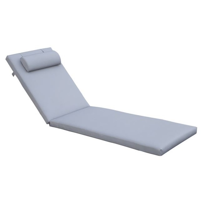 Sunlounger Μαξιλάρι Ξαπλώστρας Με Προσκέφαλο   Ύφασμα Γκρι  Foam+Polyester Φερμουάρ-Velcro