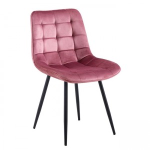 Myriam-R Καρέκλα Τραπεζαρίας  Μέταλλο Βαφή Μαύρο  Ύφασμα Velure Απόχρωση Dirty Pink