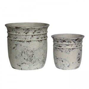 Flower Pot-15 Set 2 Τεμαχίων  Cement Απόχρωση Antique White