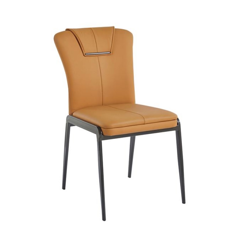 Andria καρέκλα με μεταλλικό σκελετό μαύρο και pu σε πορτοκαλί απόχρωση  47x60x86 εκ