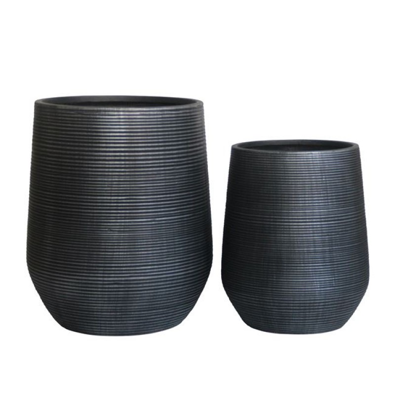 Flower Pot-17 Set 2 Τεμαχίων  Cement Απόχρωση Anthracite