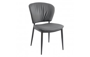 Dima καρέκλα με μεταλλικό μαύρο σκελετό και γκρι σκούρο pu 53x70x82 εκ