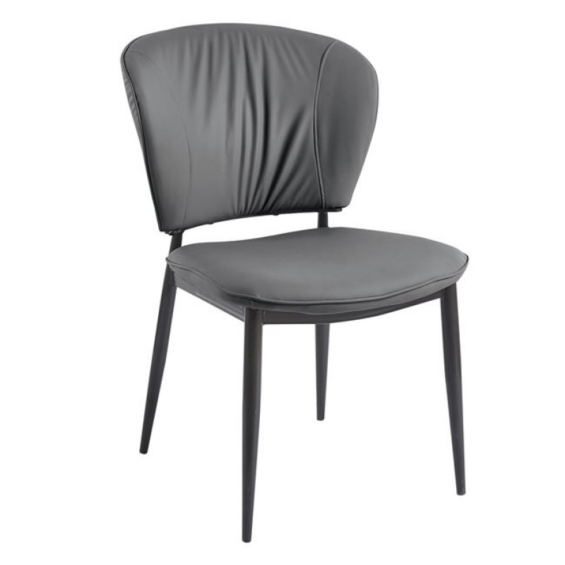 Dima καρέκλα με μεταλλικό μαύρο σκελετό και γκρι σκούρο pu 53x70x82 εκ