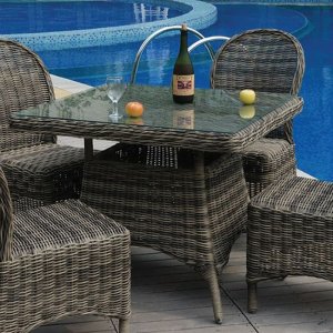 Montana τραπέζι τετράγωνο με σκελετό αλουμινίου wicker γκρι-καφέ 90x90 εκ