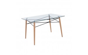 Art wood τραπέζι ξύλο γυαλί 10mm 120x80 εκ