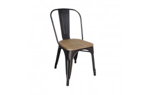 Relix καρέκλα από αντικέ μαύρο μέταλλο και καρυδί ξύλο 45x51x85 εκ