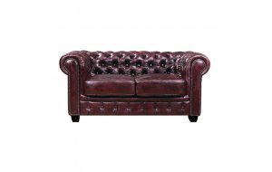 Chesterfield 689 2θέσιος δερμάτινος καναπές antique red 160x92x72