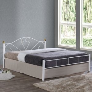 Lazar κρεβάτι διπλό μεταλλικό σε λευκό χρώμα 150x200 εκ