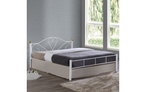 Lazar κρεβάτι διπλό μεταλλικό σε λευκό χρώμα 160x200 εκ