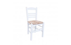 Σιφνοσ καρέκλα από ψάθα με εμποτις μένη λάκα λευκή
