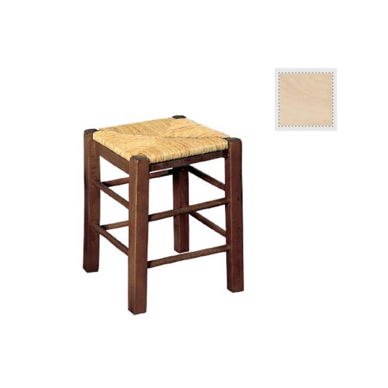 Βοηθητικό ξύλινο σκαμπό με ψάθινο κάθισμα 35x35x50 εκ