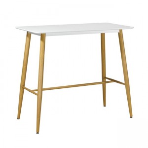 Lavida τραπέζι μπαρ λευκό με ξύλινα πόδια σε φυσική απόχρωση 120x60 εκ