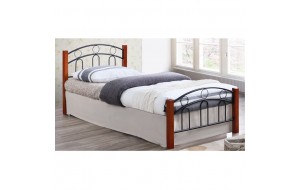 Norton κρεβάτι μονό μεταλλικό μαύρο με ξύλο καρυδί 90x190 εκ