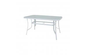 Rio μεταλλικό λευκό τραπέζι με γυάλινη επιφάνεια 140x80x71 εκ