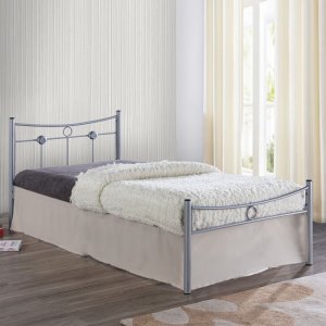 Dugan κρεβάτι μονό μεταλλικό ασημί 90x200 εκ