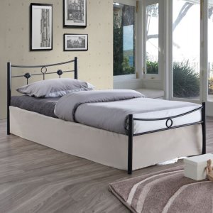 Dugan κρεβάτι μονό μεταλλικό σφυρήλατο σε μαύρο χρώμα 90x200 εκ