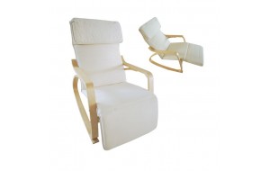 Hamilton super relax πολυθρόνα από σημύδα με ύφασμα λευκό