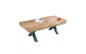 Village τραπέζι σαλονιού 118x60x40cm ακακία φυσικό χρώμα και μέταλλο
