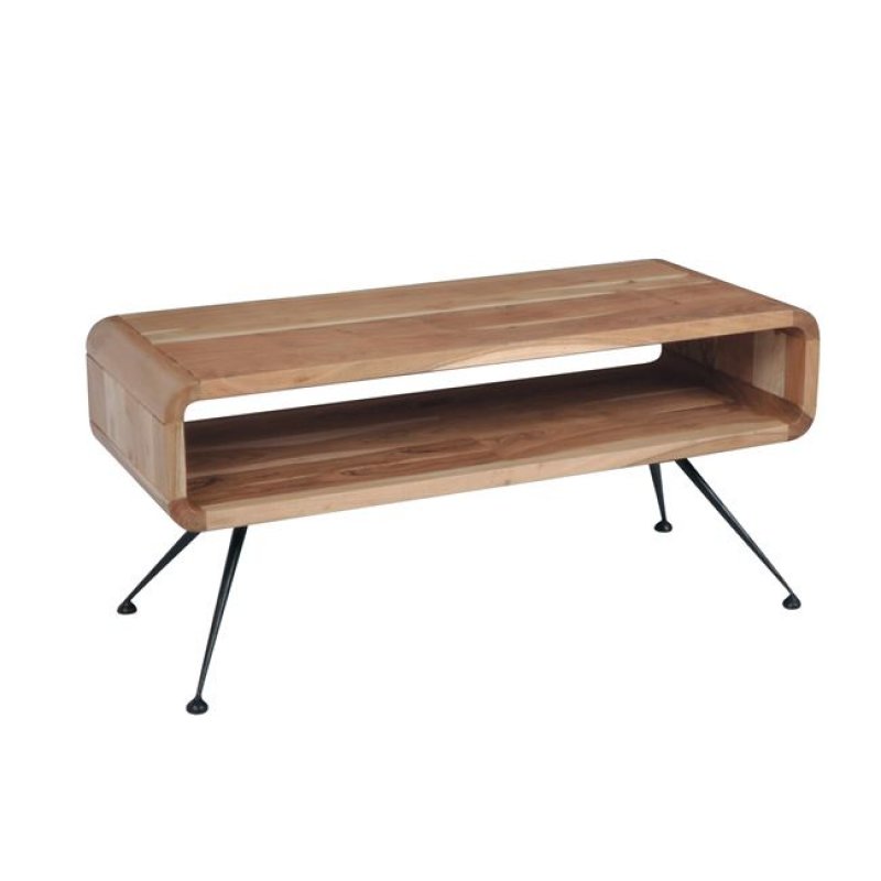 Cameo τραπέζι σαλονιού 100x40x45cm ακακία φυσικό χρώμα και μέταλλο μαύρο